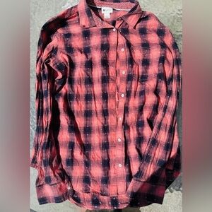 Stylus Women Orange Long Sleeve Button-Down Shirt M